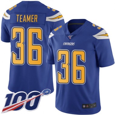 Los Angeles Chargers NFL Football Roderic Teamer Electric Blue Jersey Men Limited  #36 100th Season Rush Vapor Untouchable->los angeles chargers->NFL Jersey
